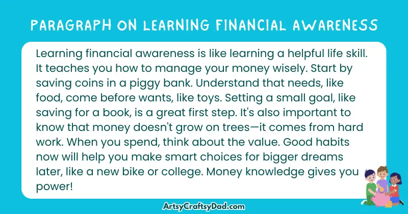 Essay & Paragraph on Learning Financial Awareness for Grades 3 to 10