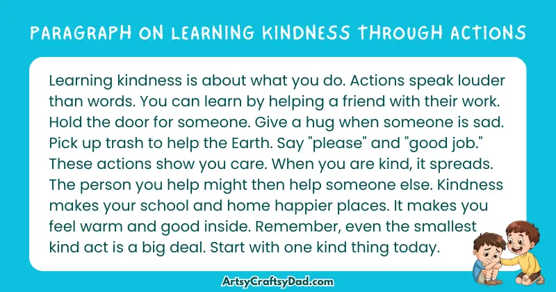 Essay & Paragraph on Learning Kindness Through Actions for Grades 3 to 10 Students