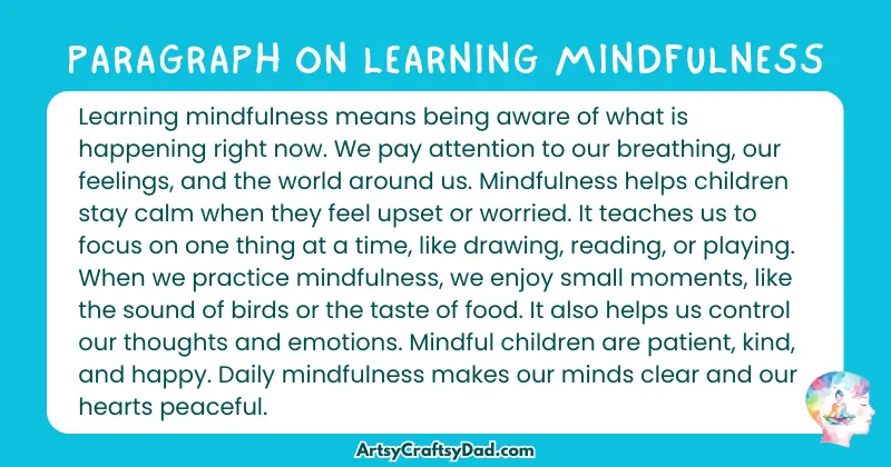 Essay & Paragraph on Learning Mindfulness for Grade 4 to 10