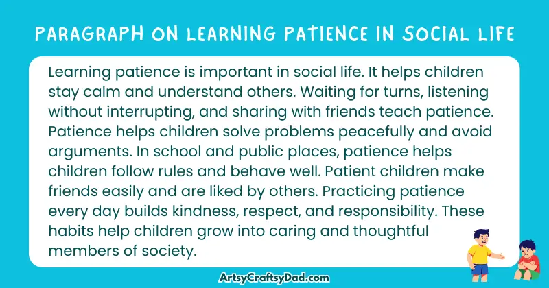 Long Paragraph on 'Learning Patience in Social life'—100 Words for Grade 5