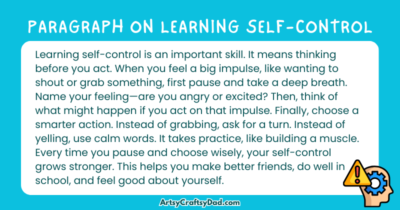 Essay & Paragraph on Learning Self-Control for Grades 4 to 10