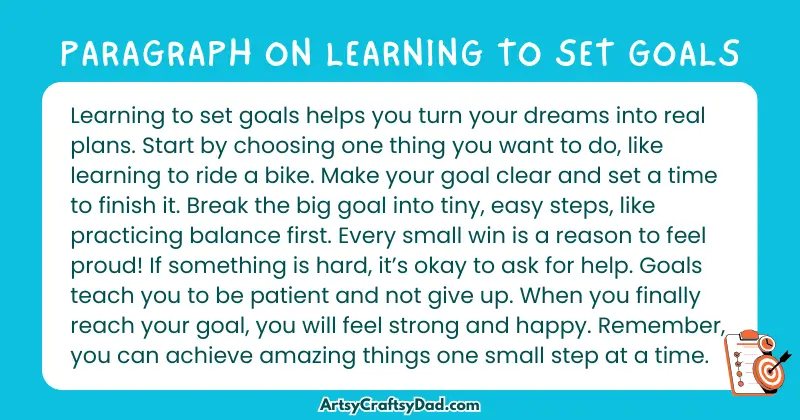 Essay & Paragraph on Learning to Set Goals for Grades 3 to 10