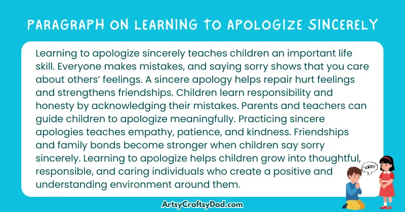 Essay & Paragraph on Learning to Apologize Sincerely for Grades 3 to 10