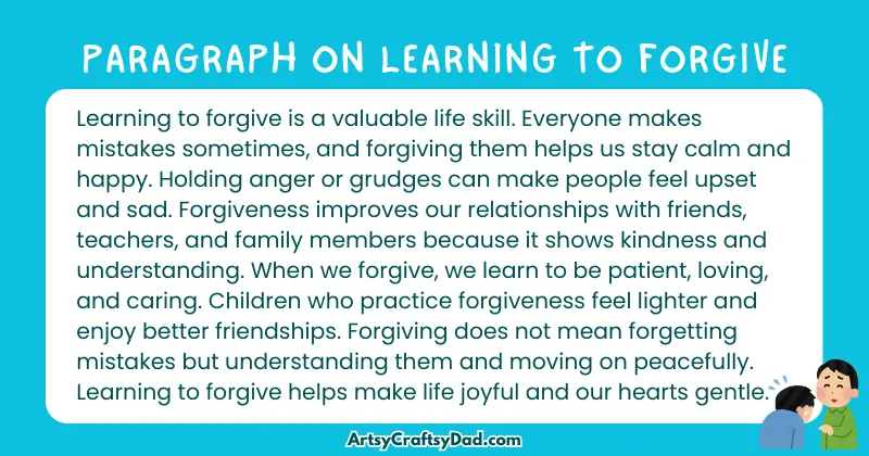 Essay & Paragraph on Learning to Forgive for Grades 3 to 10