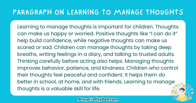 Long Paragraph on 'Learning to Manage Thoughts' - 100 Words for Grade 5