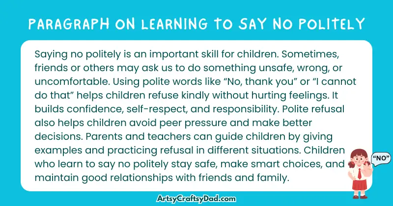 Essay & Paragraph on Learning to Say No Politely for Grades 4 to 10