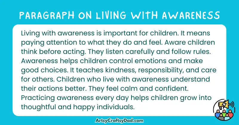 Essay & Paragraph on Living with Awareness for Grades 2 to 10