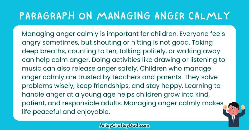 Essay & Paragraph on Managing Anger Calmly for Grades 4 to10