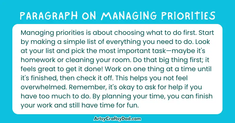 Essay & Paragraph on Managing Priorities for Grades 3 to 10