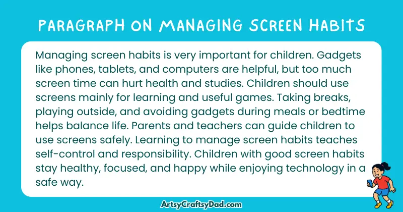 Essay & Paragraph on Managing Screen Habits for Grades 4 to 9
