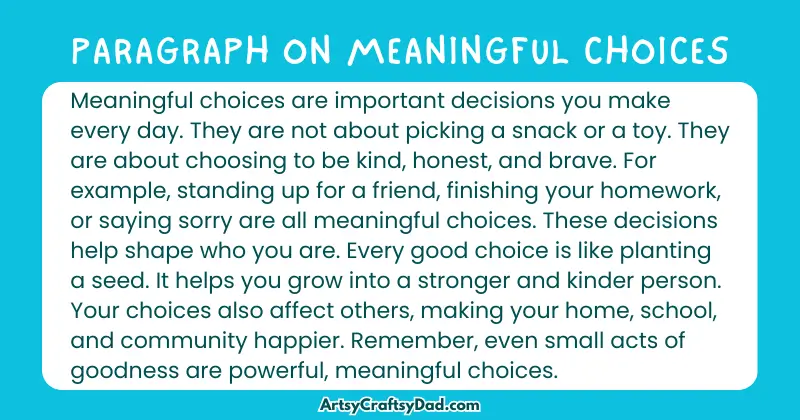Long Paragraph on 'Meaningful Choices' - 100 Words for Grade 4