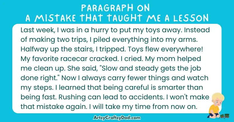 Essay & Paragraph on A Mistake that Taught me a Lesson for Grades 3 to 10