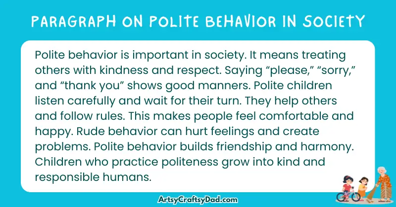 Long Paragraph on 'Polite Behavior in Society' - 100 Words for Grade 5