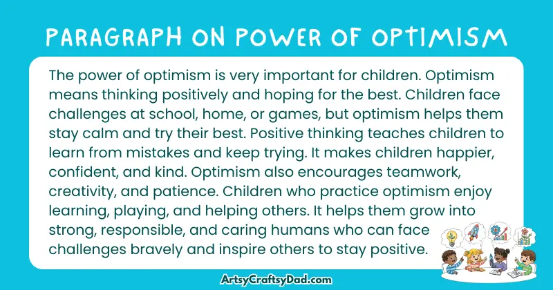 Long Paragraph on 'Power of Optimism' - 100 Words for Grade 5