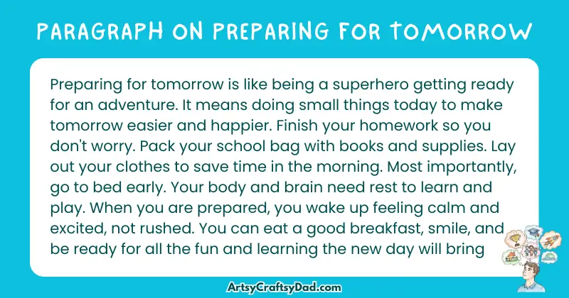 Essay & Paragraph on Preparing for Tomorrow for Grades 2 to 10