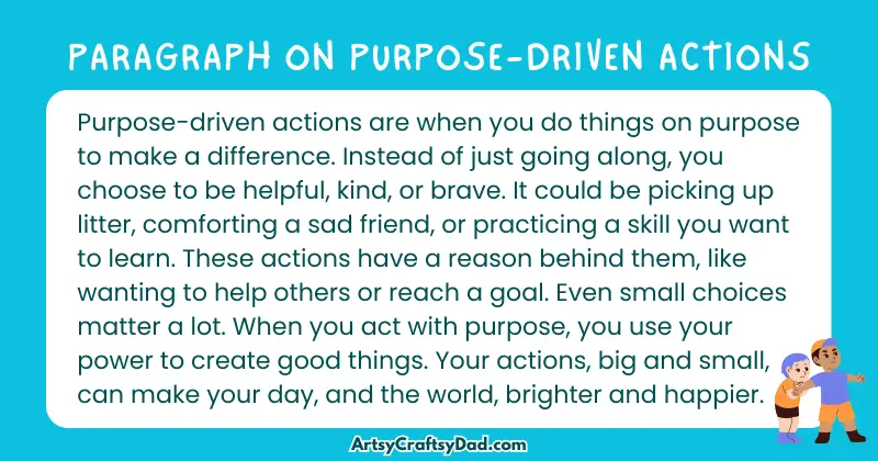 Essay & Paragraph on Purpose-Driven Actions for Grades 3 to 10