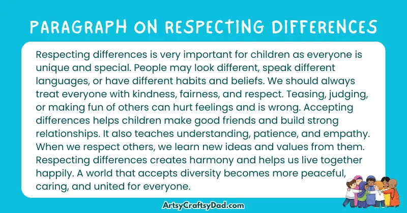 Long Paragraph on 'Respecting Differences' - 100 Words for Grades 4 to 5