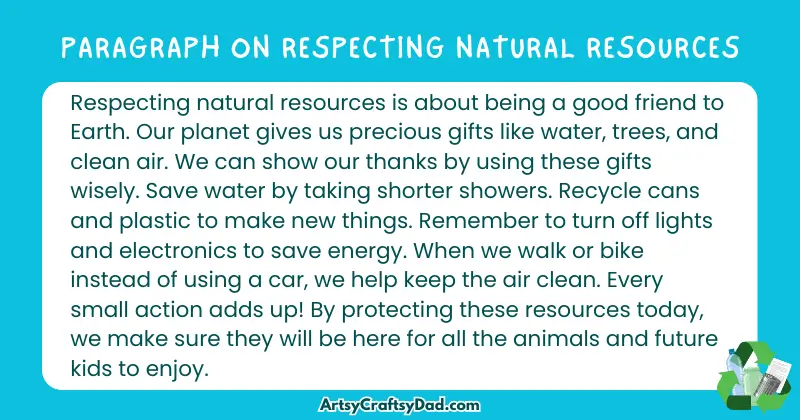 Essay & Paragraph on Respecting Natural Resources for Grades 3 to 10