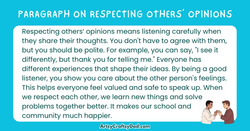 Long Paragraph on 'Respecting others’ Opinions' - 100 Words for Grade 5