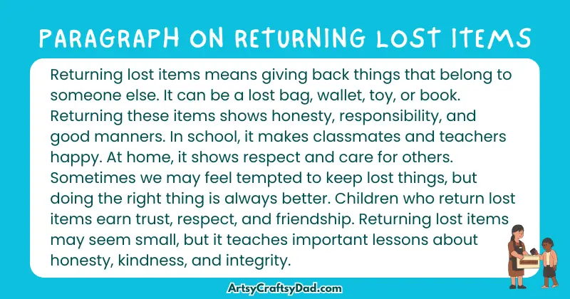 Essay & Paragraph on Returning Lost Items Honestly for Grades 1 to 7
