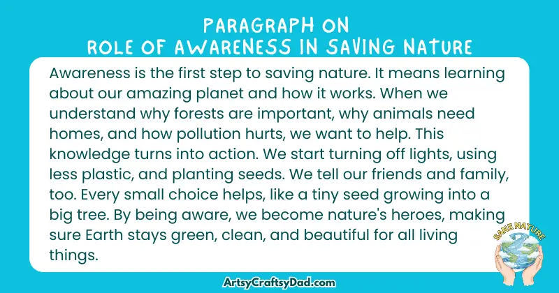 Essay & Paragraph on Role of Awareness in Saving Nature for Grades 2 to 10 Students