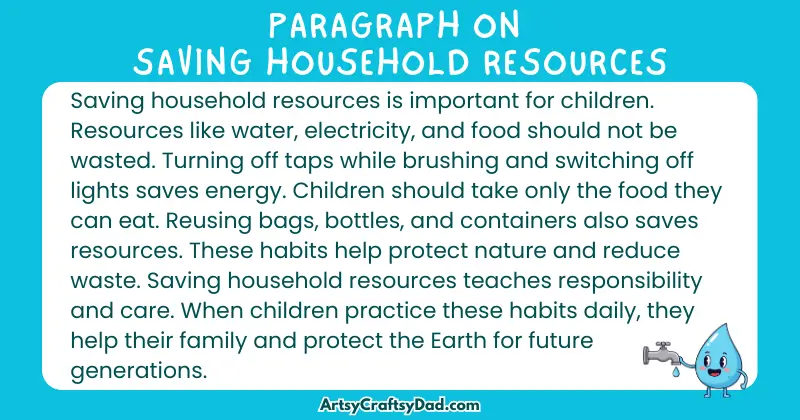Essay & Paragraph on Saving Household Resources for Grades 3 to 10