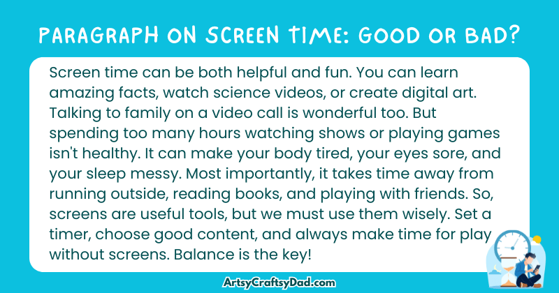 Essay & Paragraph on Screen Time: Good or Bad? for Grades 3 to 10