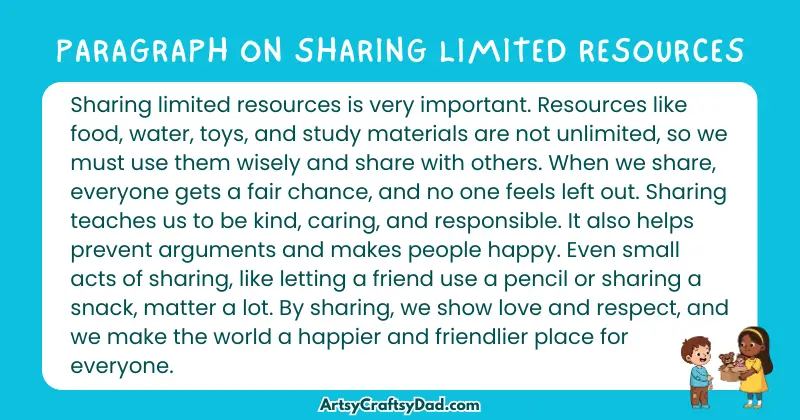 Essay & Paragraph on Sharing Limited Resources for Grades 3 to 10