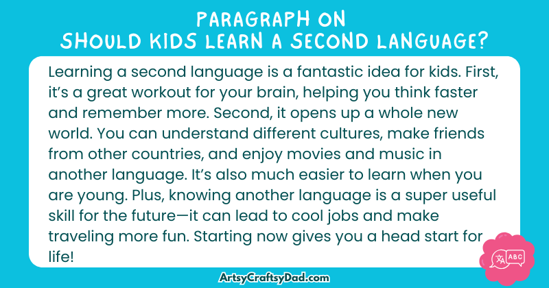 Essay & Paragraph on Should Kids Learn a Second Language? for Grades 3 to 10