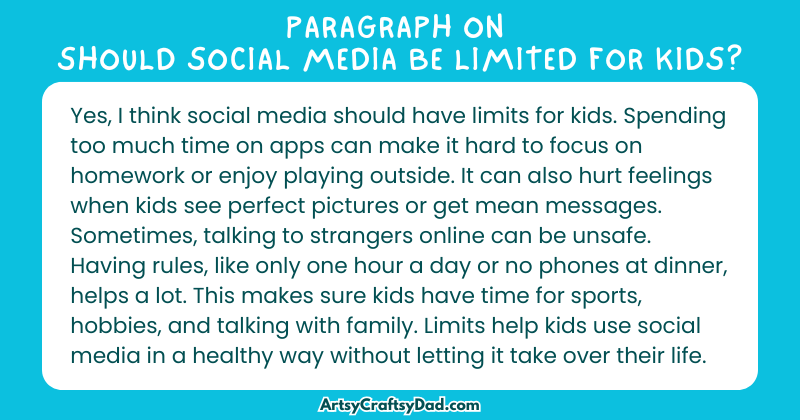 Essay & Paragraph on Should Social Media be Limited for Kids? for Grades 7 to10