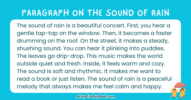 Essay & Paragraph on The Sound of Rain for Grades 3 to 10
