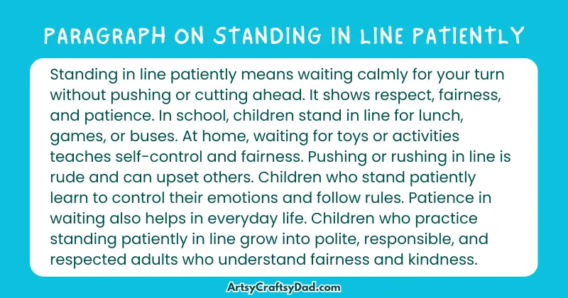 Long Paragraph on 'Standing in Line Patiently' - 100 Words for Grade 4