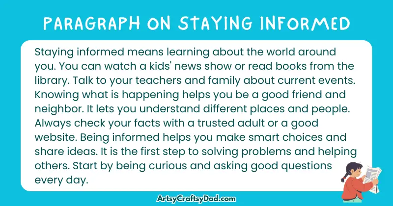 Essay & Paragraph on Staying Informed for Grades 2 to 10 Students