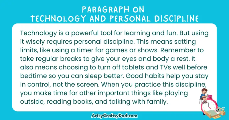 Essay & Paragraph on Technology and Personal Discipline for Grades 3 to 10 Students
