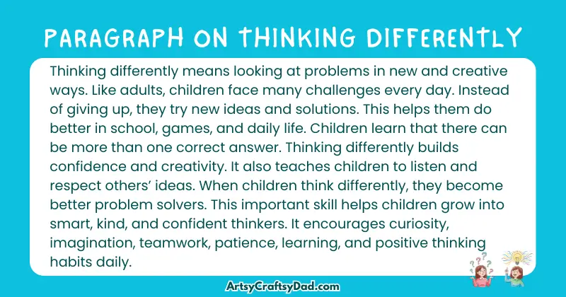 Essay & Paragraph on Thinking Differently for Grades 4 to 10