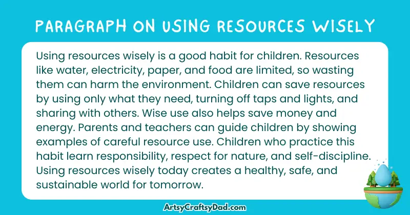 Long Paragraph on 'Using Resources Wisely' - 100 Words for Grade 5