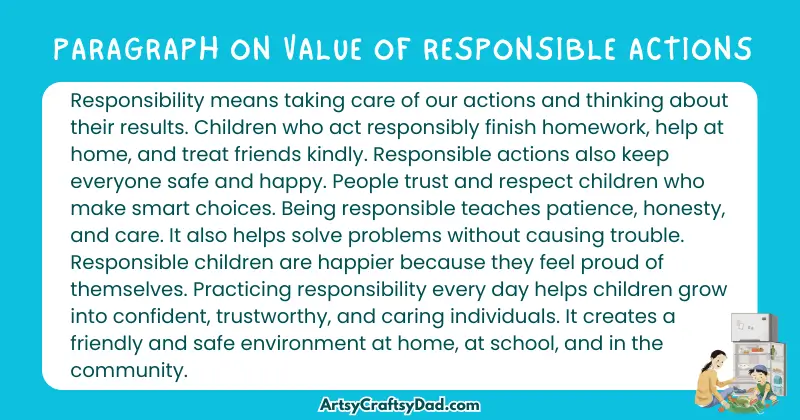 Essay & Paragraph on Value of Responsible Actions for Grades 3 to 9