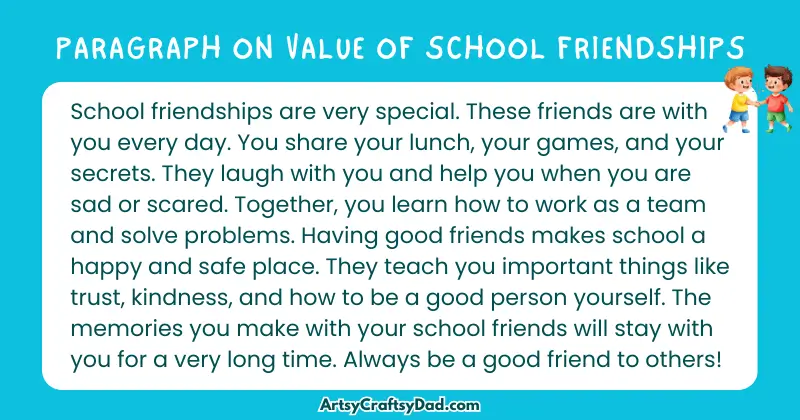 Essay & Paragraph on Value of School Friendships for Grades 3 to 10