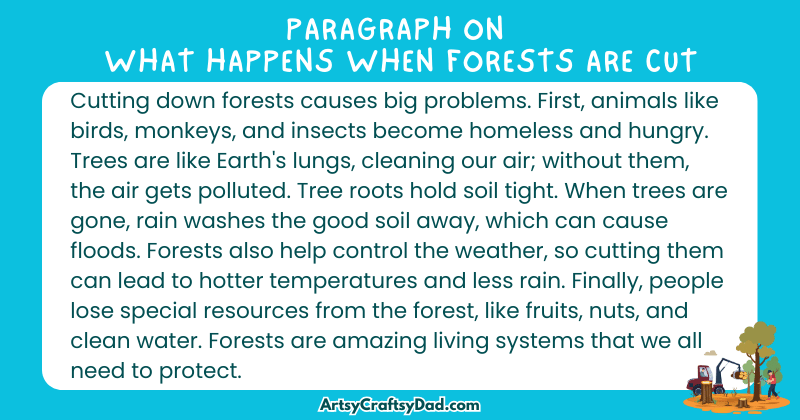 Essay & Paragraph on What Happens when Forests are Cut for Grades 3 to 10