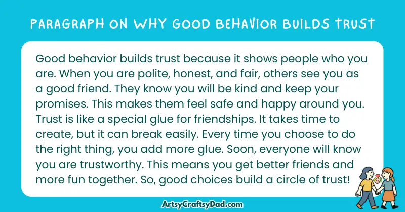 Essay & Paragraph on Why Good Behavior Builds Trust for Grades 3 to 10