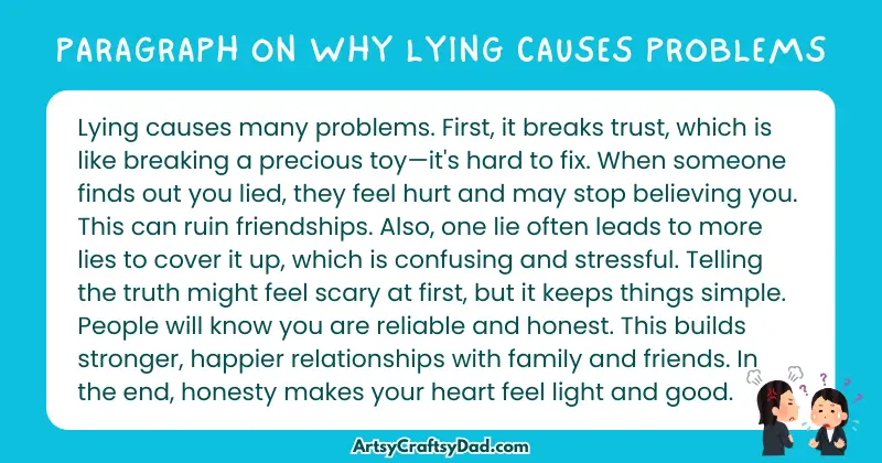 Long Paragraph on 'Why Lying Causes Problems' - 100 Words for Grade 4