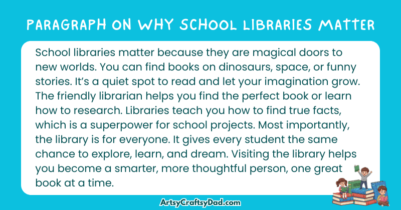 Essay on Why School Libraries Matter for Grades 3 to 10