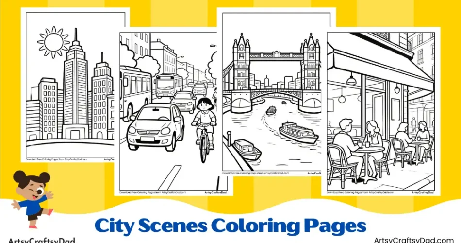 Printable City Scenes Coloring Pages for Kids