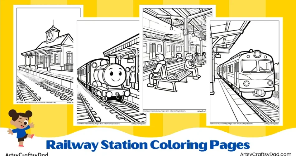 Railway Station Coloring Pages for Kids