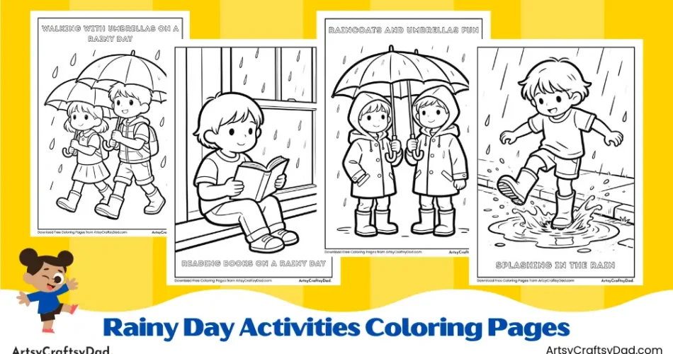 Rainy Day Activities Coloring Pages for Kids