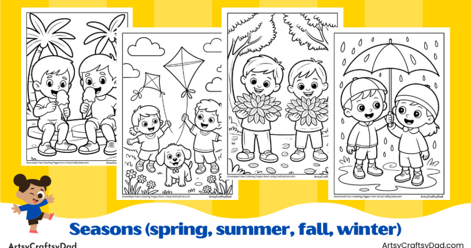 Easy Seasons Coloring Pages Printable for Kids
