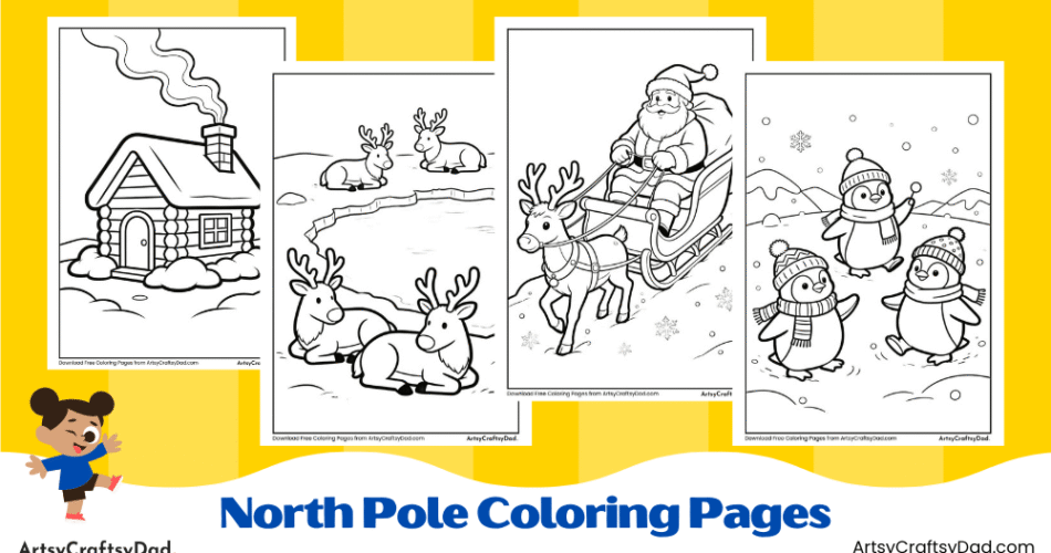 Simple North Pole Coloring Pages for Kids