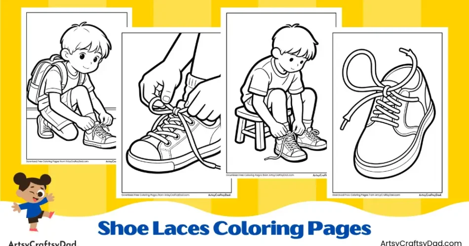 Simple Shoe Laces Coloring Pages for Kids
