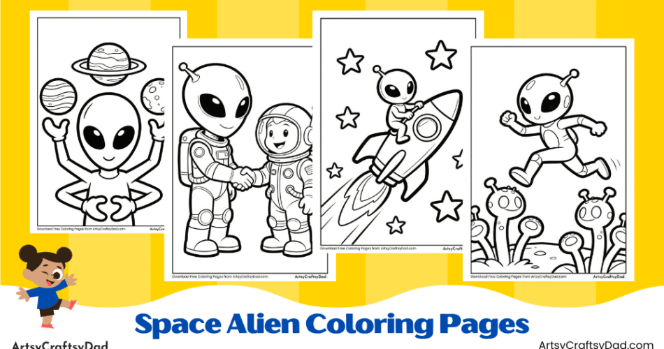 Space Alien Coloring Pages for Kids