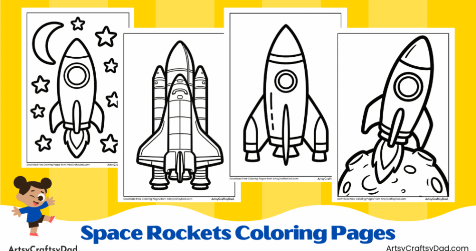 Space Rockets Coloring Pages for Kids